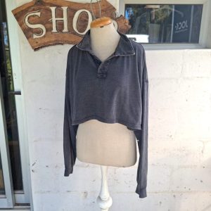 Grey Long Sleeve Crop | Large