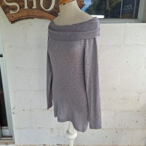 Grey Long Sleeve Off Shoulder Top | Medium