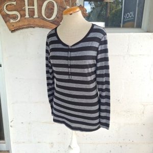 Black and Grey Stripy Long Sleeve | Small