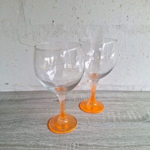Large Wine Glasses with Orange Stems
