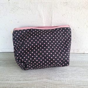 Black and Pink Polka Dot Toiletry Bag