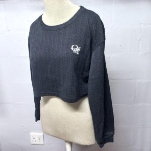 Navy Crop Sweater | Small
