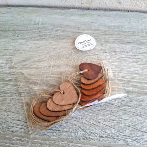 Dark Wooden Heart Tags with String | Pack of 10