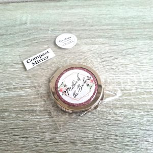 Round Silver with Pink Glitter Compact "Mother of the Bride"