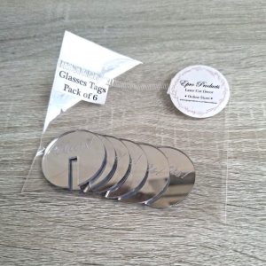 Silver Mirror Glass Tags "Cheers"