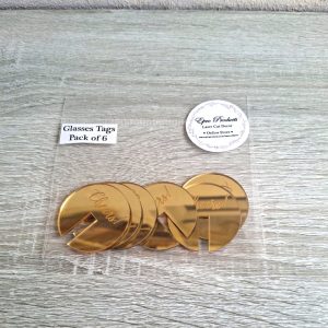 Gold Mirror Glass Tags "Cheers"