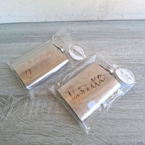 Stainless Steel Hip Flask Set "Bride & Groom"
