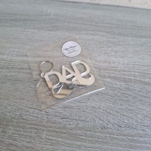 Silver Mirror Keyring "Dad Forever My Hero"
