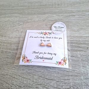 Triangle Studs with Peach Stones