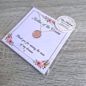 Rose Gold Mirror Round with Heart Necklace