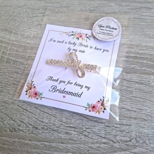 Straight Hair Clip with Small Stone Bow
