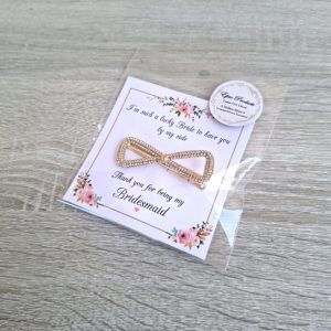 Gold Bow Hair Clip with Stones